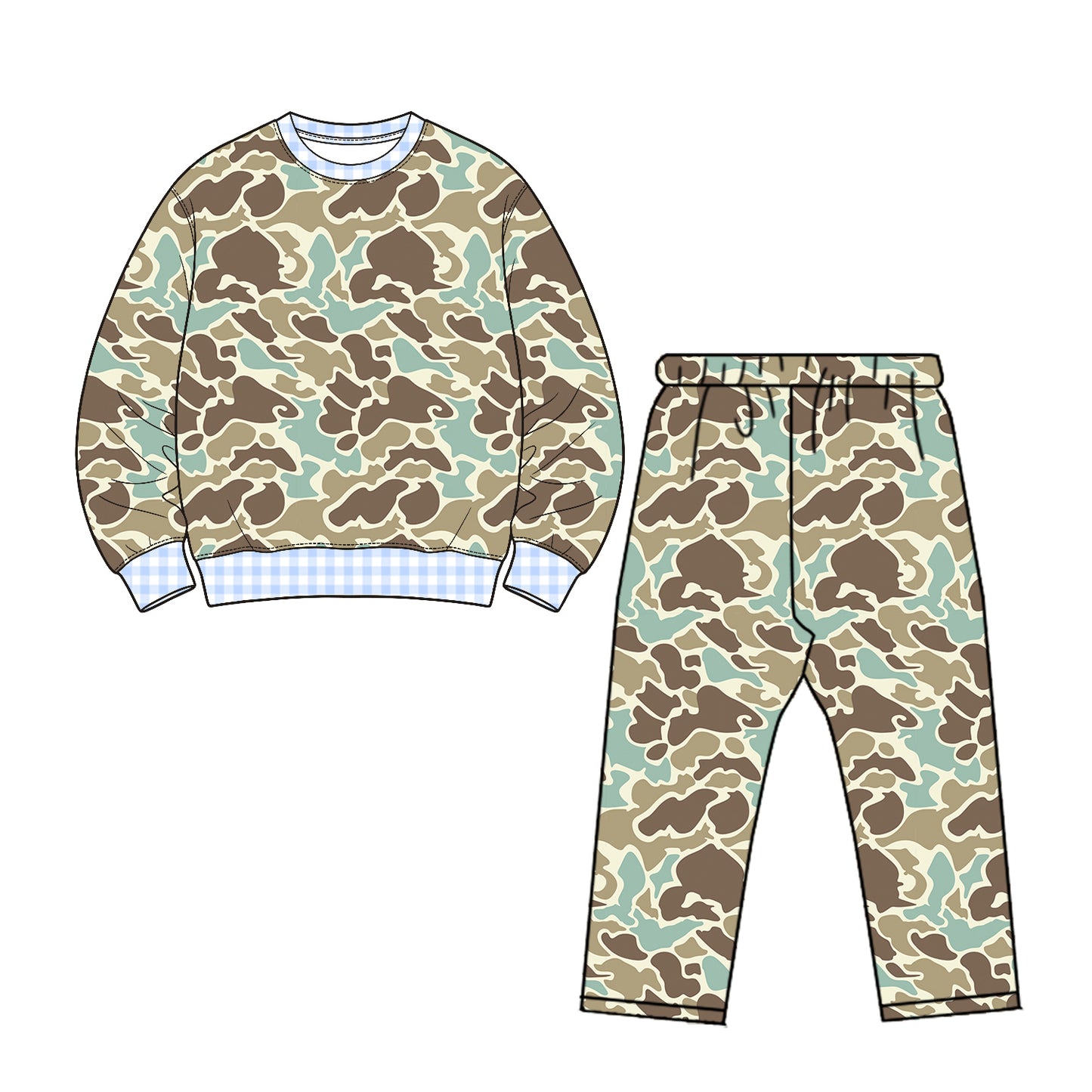 Blue grey long sleeve top matching pants boys fall winter outfit preorder