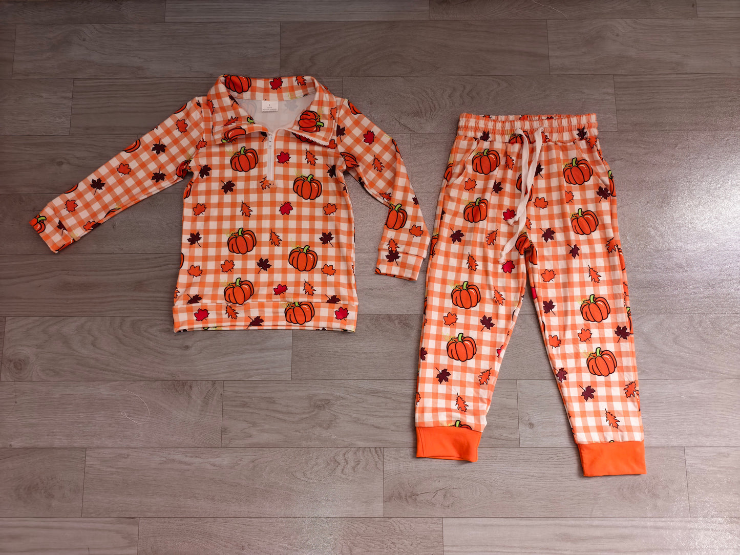 Thanksgiving pumpkin long sleeve pullover top matching pants fall winter outfit preorder