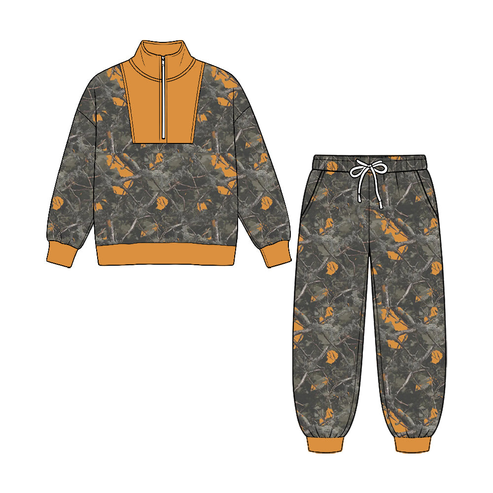 Long sleeve camo pullover top matching pants fall winter boys outfit preorder