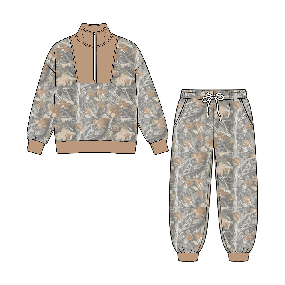 Long sleeve camo pullover top matching pants fall winter boys outfit preorder