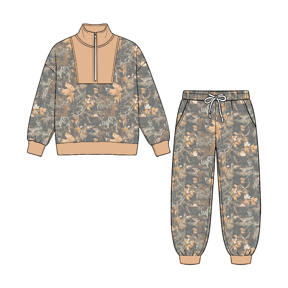 Long sleeve camo pullover top matching pants fall winter boys outfit preorder