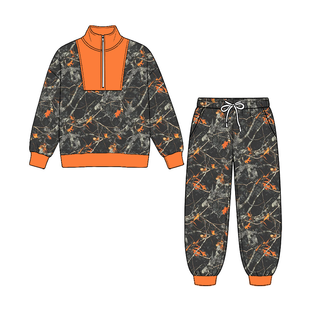 Long sleeve camo pullover top matching pants fall winter boys outfit preorder