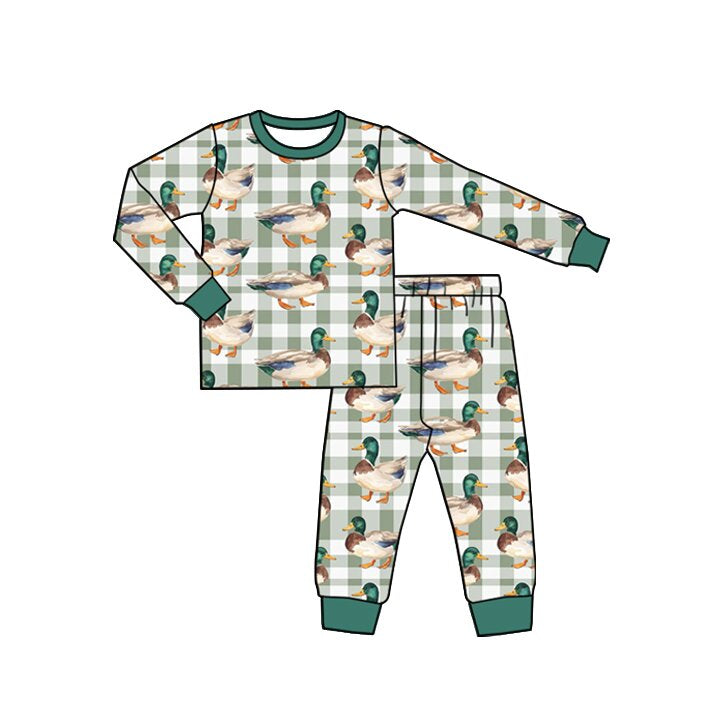 Long sleeve mallard duck top matching pants fall winter boys outfit preorder
