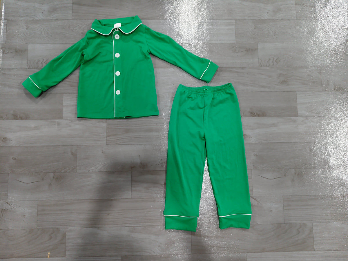 Long sleeve Christmas holiday button top matching pants boy fall pajama set preorder