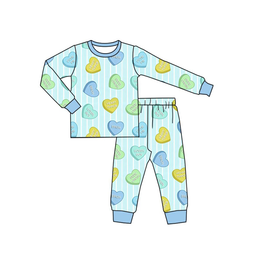 Long sleeve Valentines heart top matching pants pajama set preorder