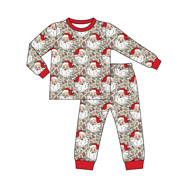 Long sleeve Christmas santa claus top matching pants girls pajama set preorder