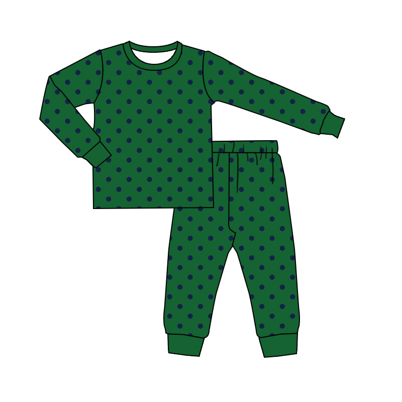 Christmas black dots long sleeve top matching pants boys outfit preorder