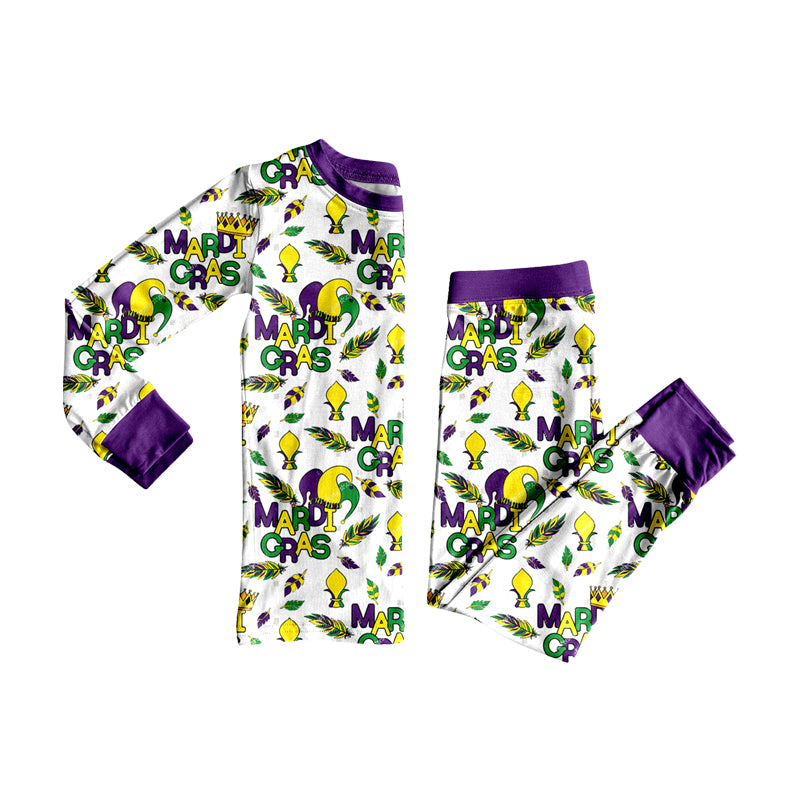 Long sleeve Mardi Gras top matching pants boys pajama set preorder