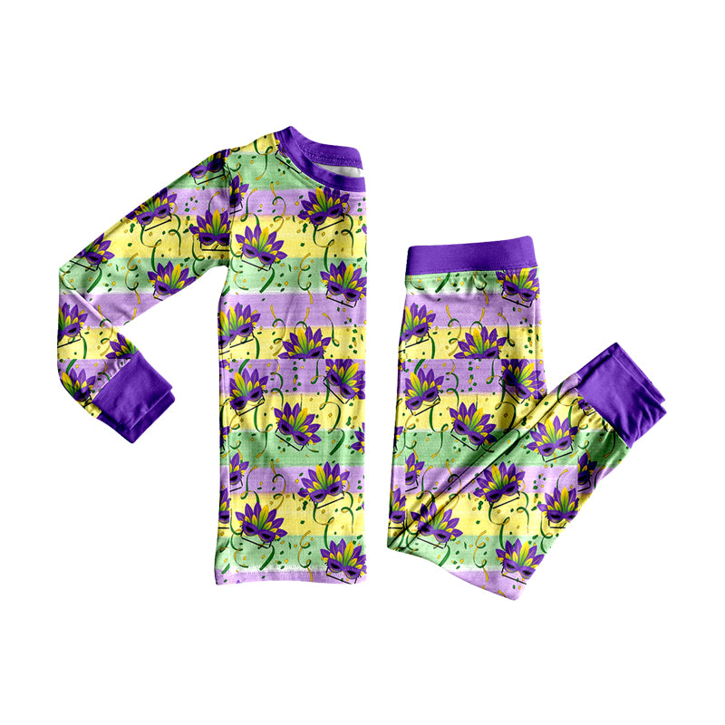 Long sleeve Mardi Gras top matching pants boys pajama set preorder