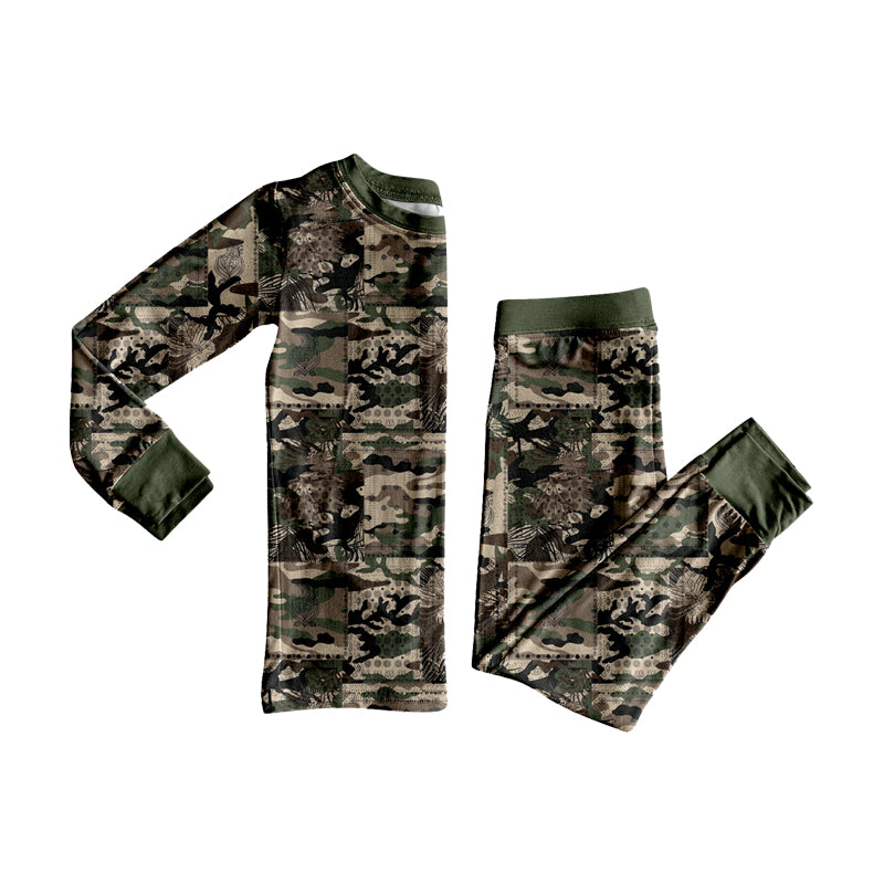 Long sleeve Camo print top matching pants boys pajama set preorder