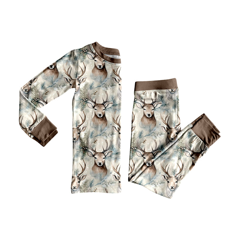 Long sleeve Deer print top matching pants boys pajama set preorder