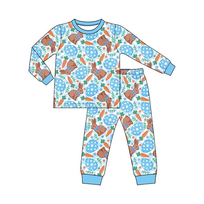 Easter egg rabbit print boy long sleeve set outfit preorder