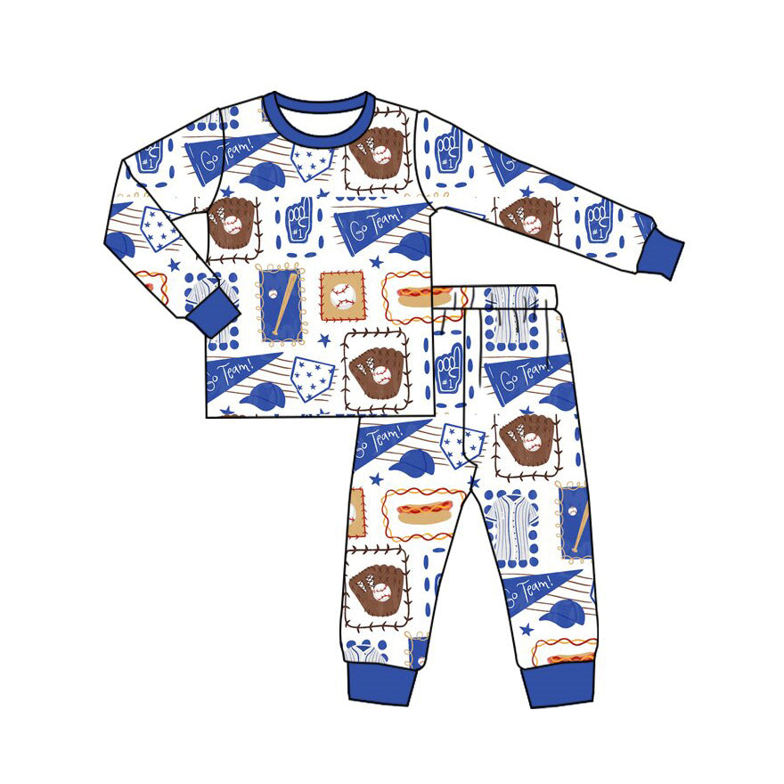 Baseball print boys long sleeve top pants set outfit preorder