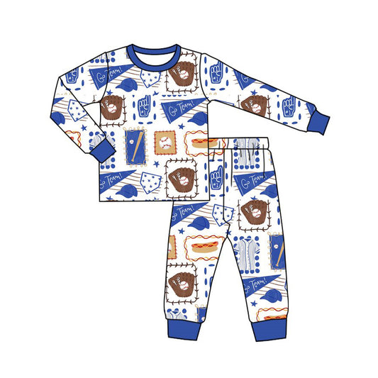 Baseball print boys long sleeve top pants set outfit preorder