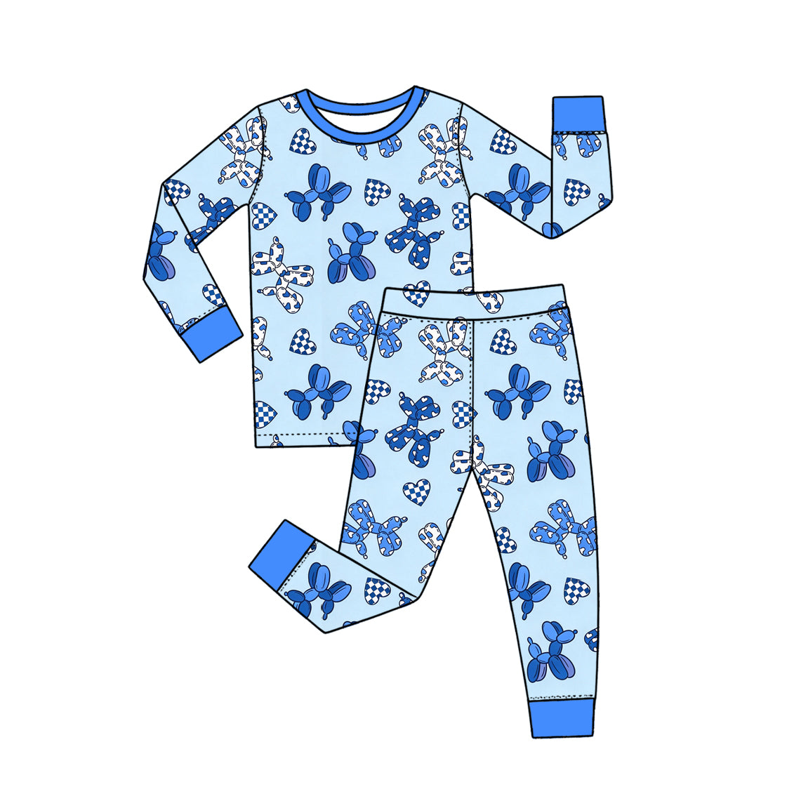 Children loungewear set Light blue balloon dog print outfit preorde