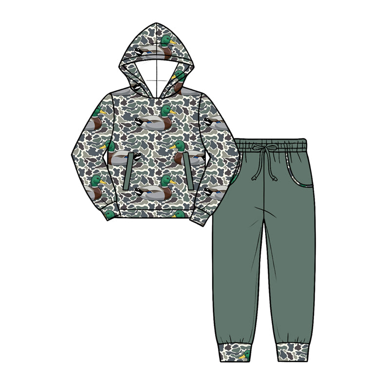Duck camo print boy long sleeve hoodie top pants outfit preorder