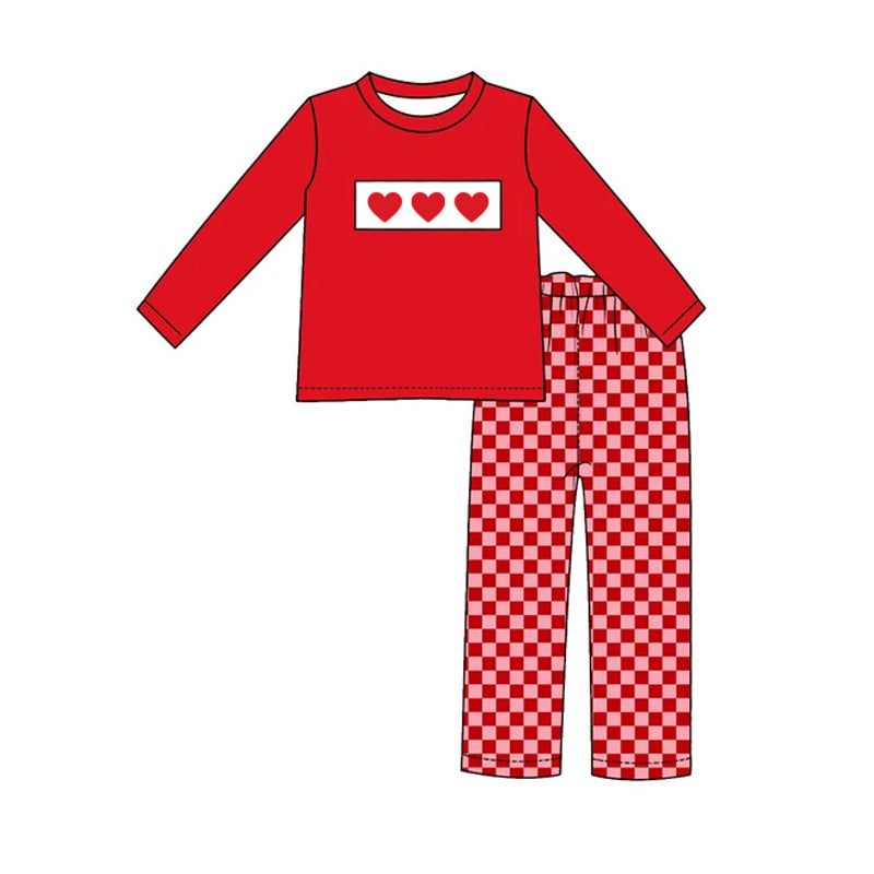 Valentines day heart print boy long sleeve top pants outfit preorder