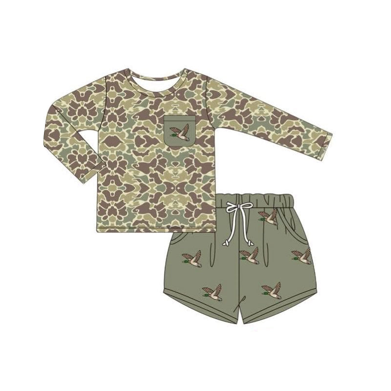 Duck pocket camo shirt matching shorts boys outfit preorder