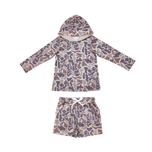 Camo hoodie top matching shorts boy summer outfit