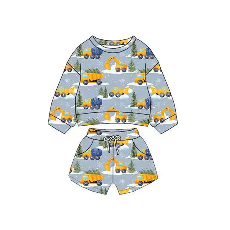 Construction long sleeve top matching shorts baby boy clothes preorder