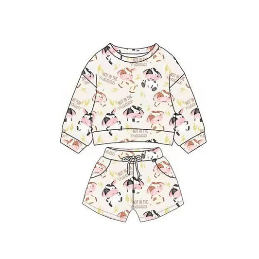 Animal cow print long sleeve top matching shorts baby boy clothes preorder