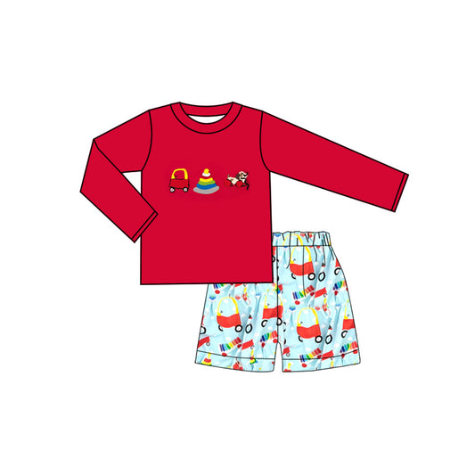 Golf car dog shirt matching shorts boys summer outfit preorder