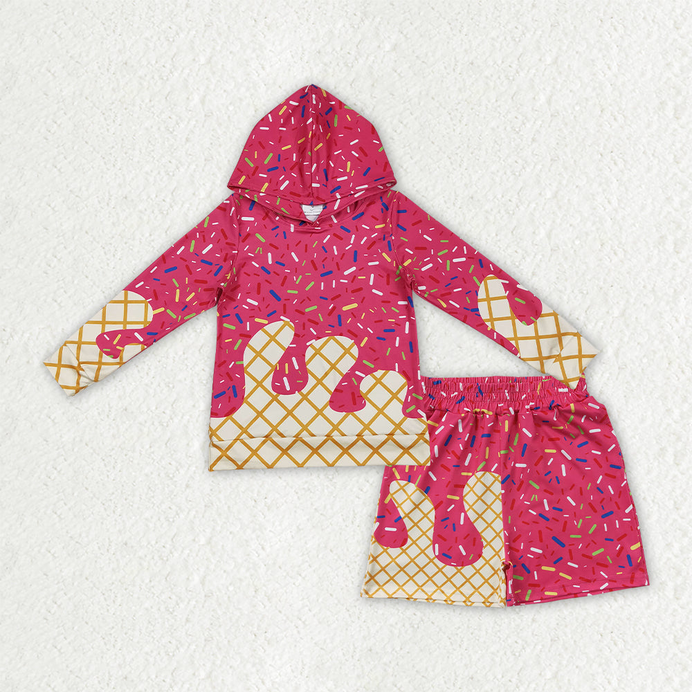 Hot Pink Camo long sleeve hoodie top matching shorts boy outfit