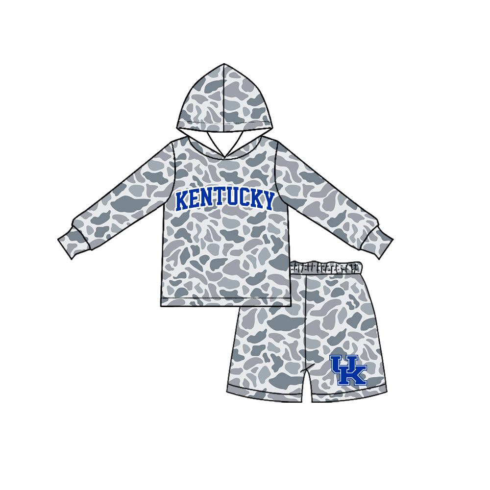 Boys long sleeve kentucky camo hoodie top matching shorts outfit preorder