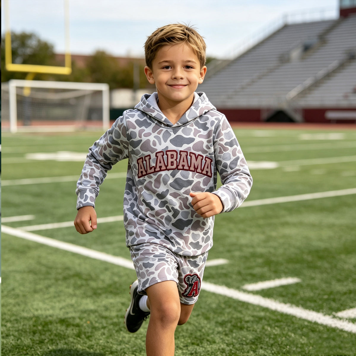 Boys long sleeve alabama camo hoodie top matching shorts outfit