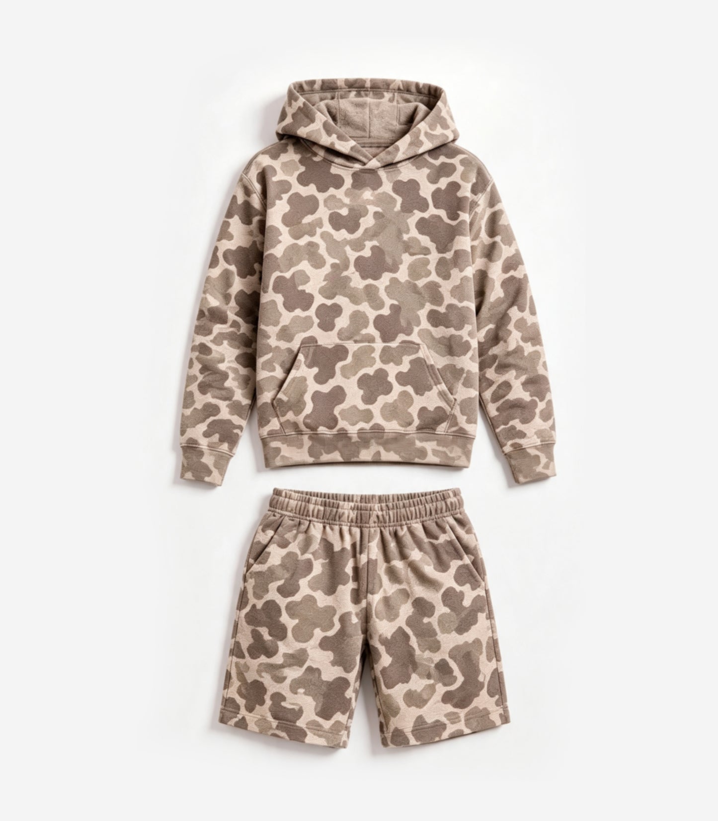 Camo long sleeve hoodie top matching shorts boy outfit preorder