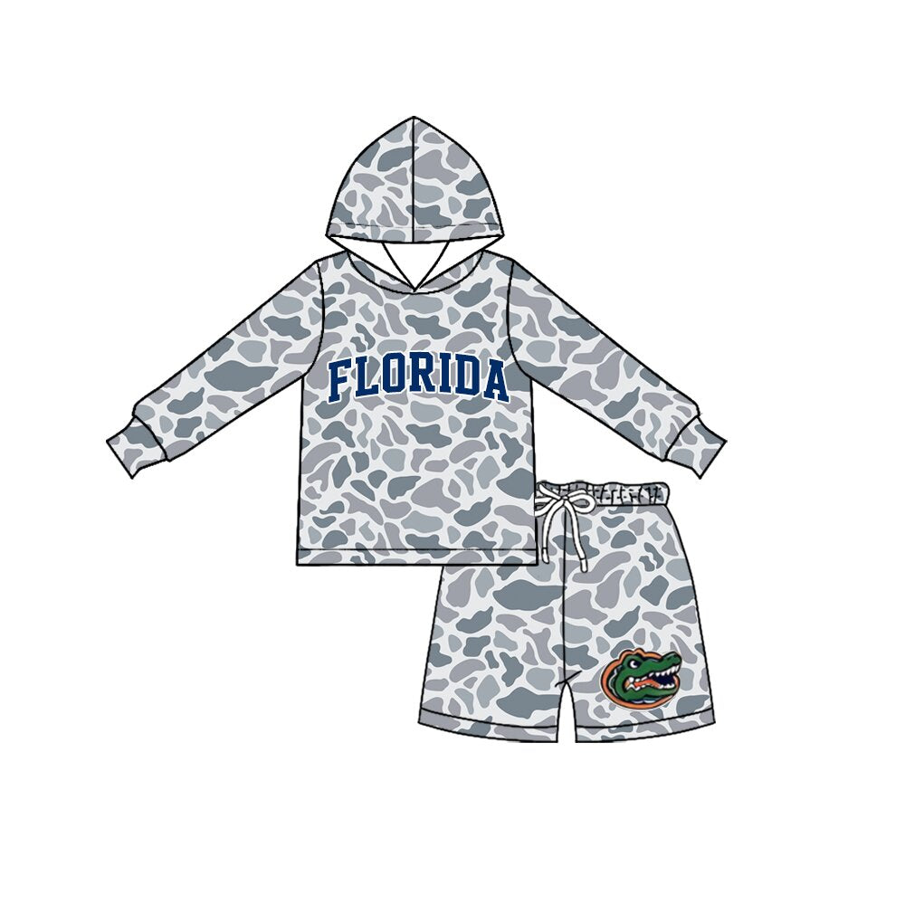 Long sleeve florida camo hoodie top matching shorts fall winter boys outfit preorder