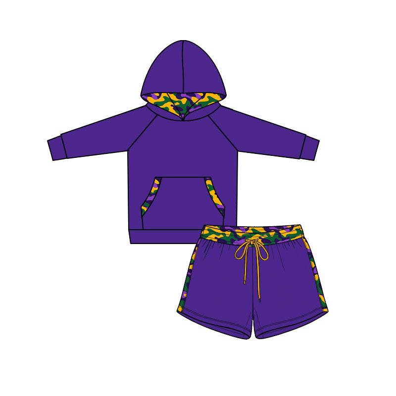 Mardi Gras print boy long sleeve hoodie set outfit preorder