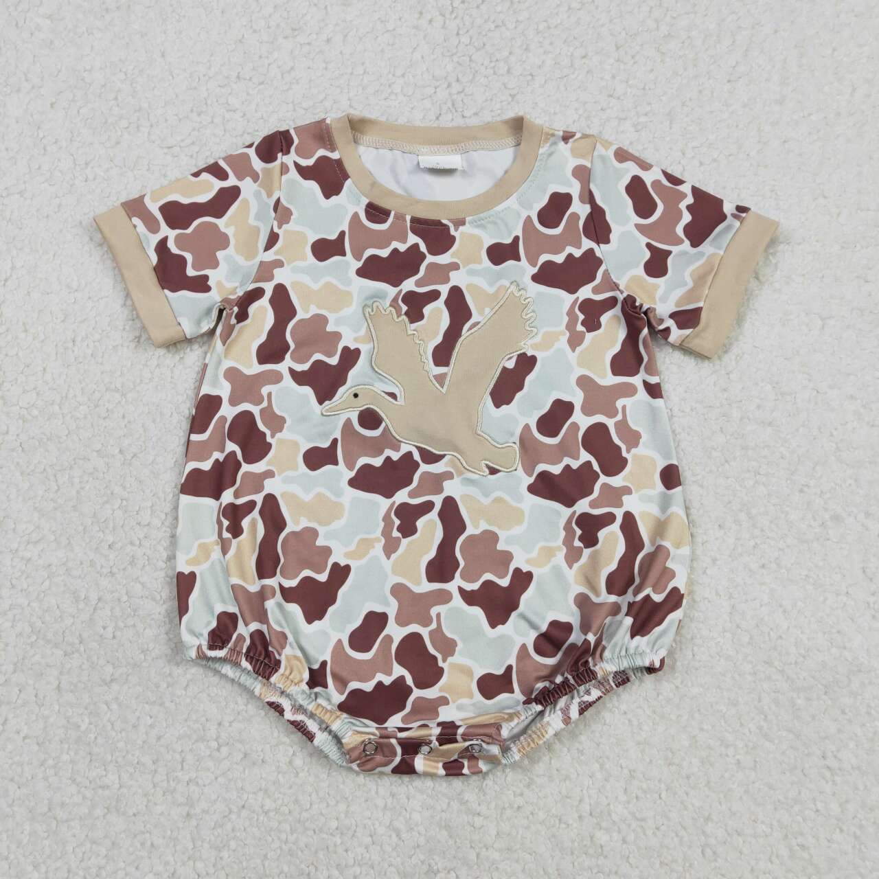 Toddle baby boy embroidery duck camo print romper