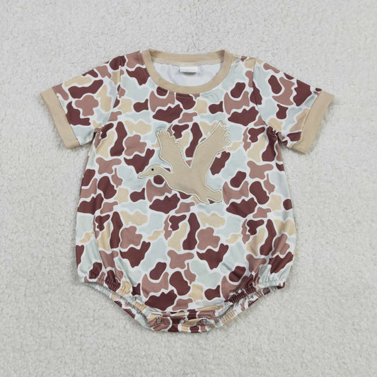 Toddle baby boy embroidery duck camo print romper