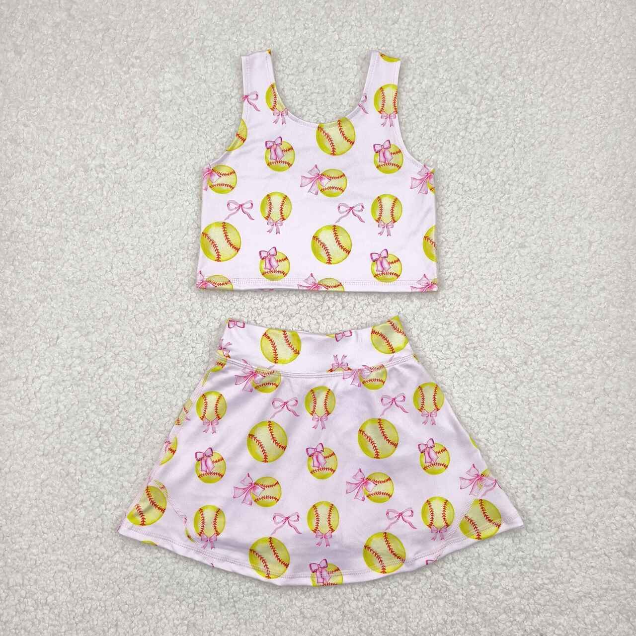 Baby girls softball active wear athletic summer yoga skirt outfit
