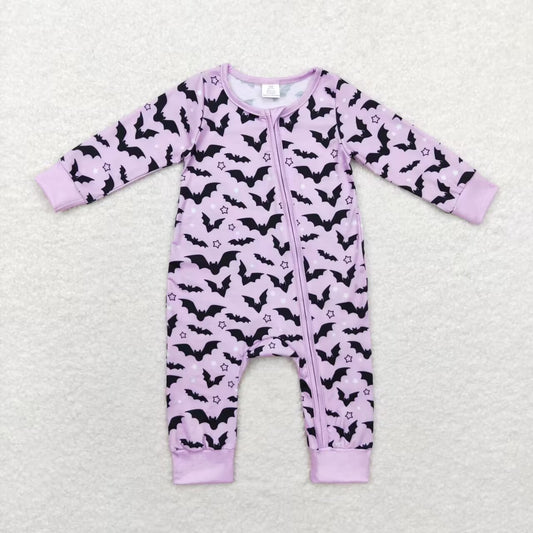 infant baby girls hallween bat bamboo romper