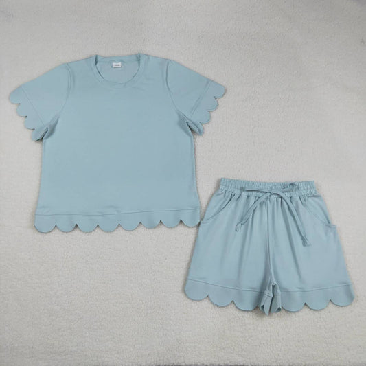 Adult women blue design short sleeve outfit