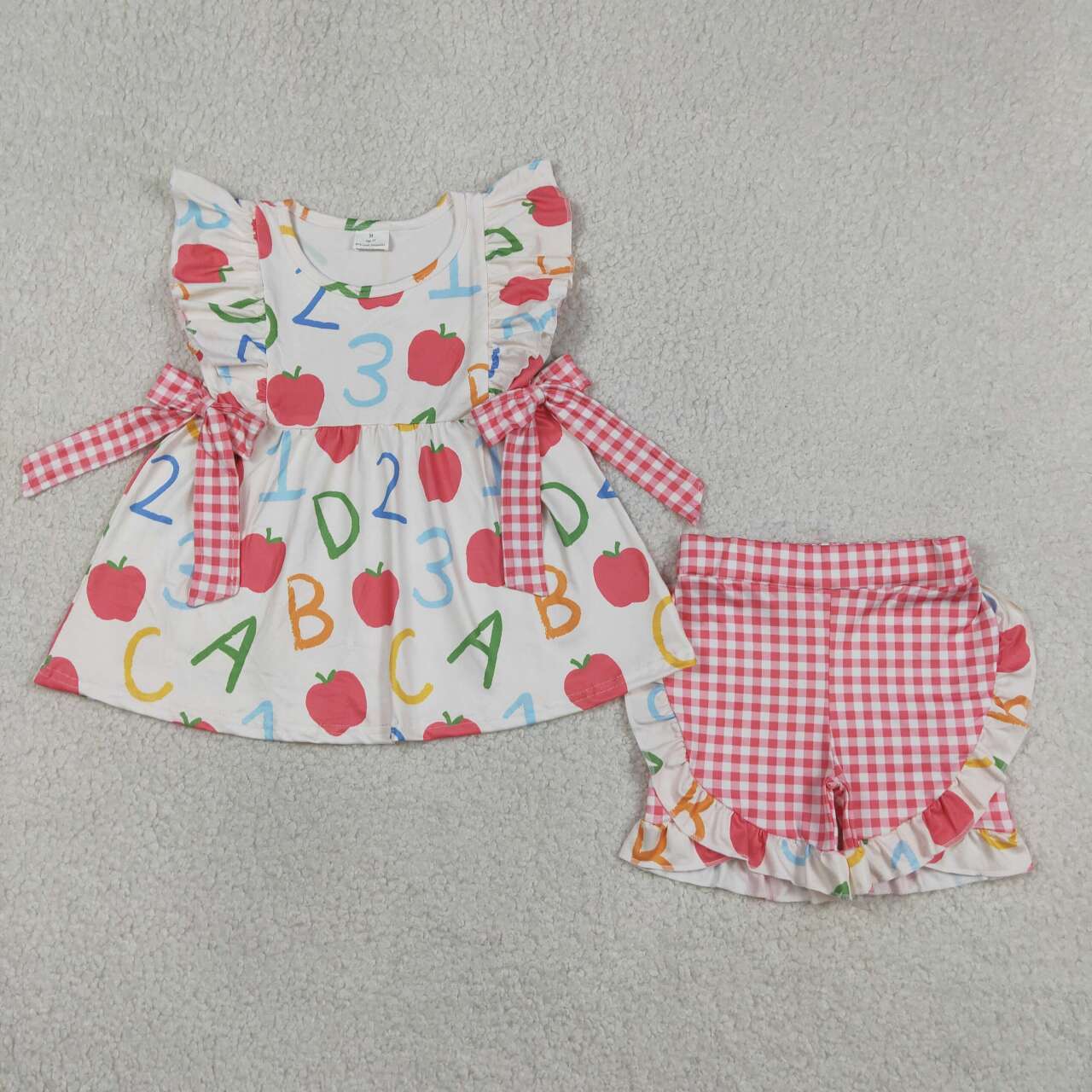 Back to school top matching shorts outfit girl outfit
