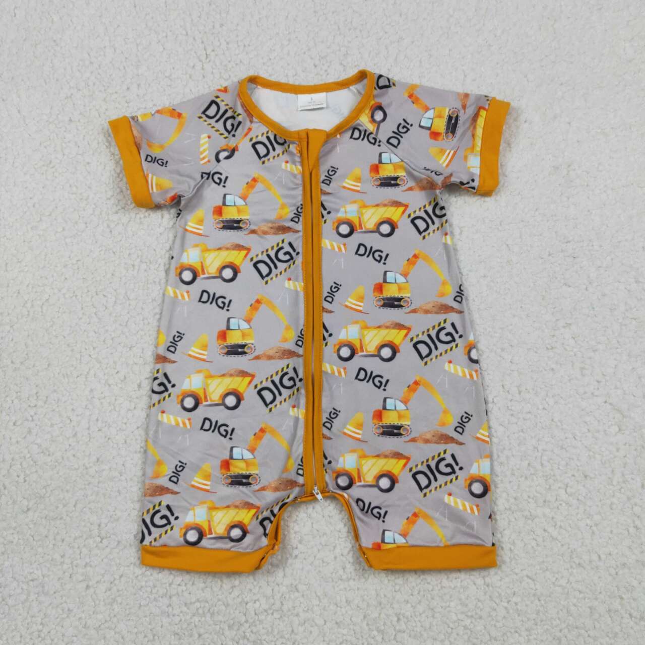 baby boy short sleeve construction romper