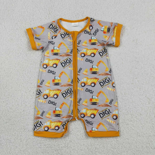 baby boy short sleeve construction romper