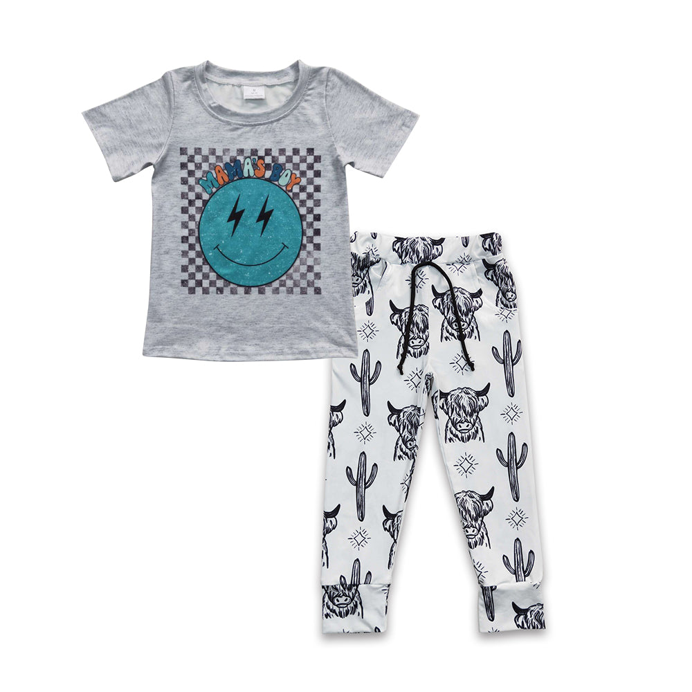 Mamas boy short sleeve top western cow pants outfit