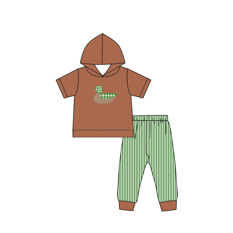 baby boy short sleeve mallard duck hoodie top matching pants outfit preorder