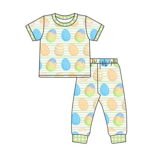 Easter egg baby boy short sleeve top matching pants outfit preorder