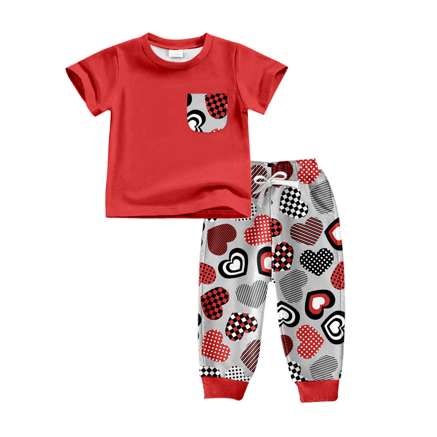 baby boy short sleeve valentines day outfit preorder