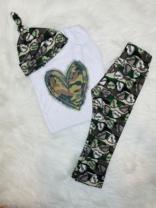 baby boy camo heart shirt leggings outfit preorder