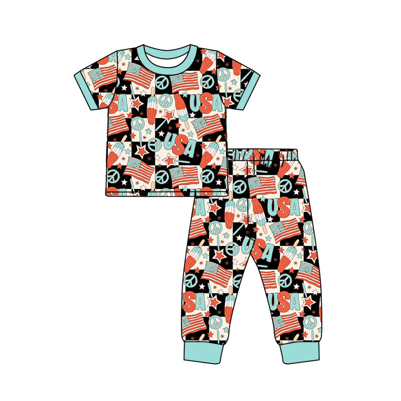 baby boy july 4th short sleeve outfit preorder