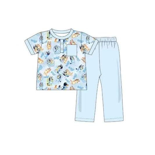 blue cartoon dog shirt matching pants outfit preorder