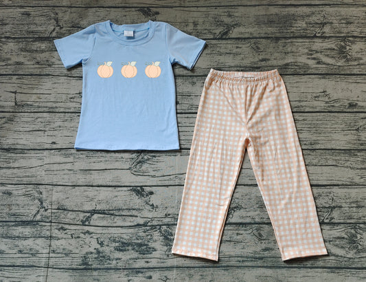 embroidery three pumpkins baby boy fall season clothing set preorder