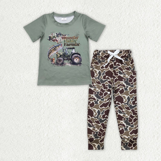 hunting fishing farming shirt camo leggings baby boy clothes