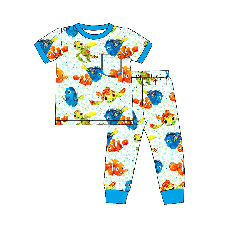 infant baby boy cartoon fish turtle outfit preorder